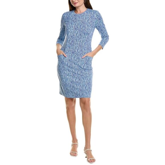 NWT $248 J.Mclaughlin Catalyst Blue Aqua abstract Catalina Cloth Dress Women's S - Picture 1 of 6
